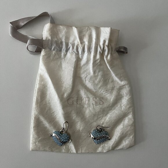 Vintage Guess Blue Earrings - Heart-shaped - Picture 7 of 7